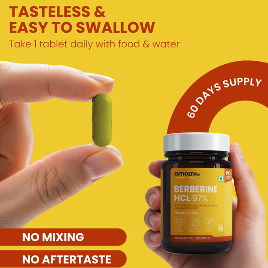 Amalth Berberine HCL 97% supplement bottle front label India