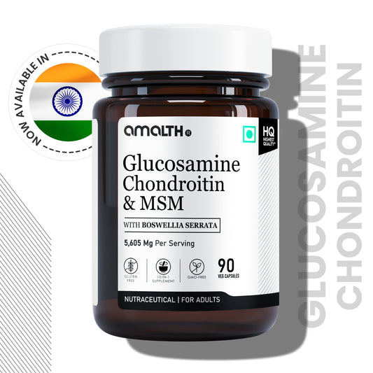 Glucosamine Chondroitin & MSM 5605mg | 10-in-1 Joint & Cartilage Support Supplement | With Boswellia, Collagen, Turmeric & Vitamin D3 | 120 Veg Capsules | Non-GMO, Gluten-Free