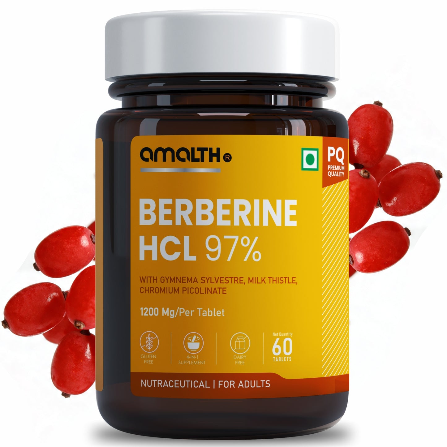 Berberine HCL 97% 1605mg | 9-in-1 Blood Sugar & Metabolic Health Supplement | 120 Veg Capsules