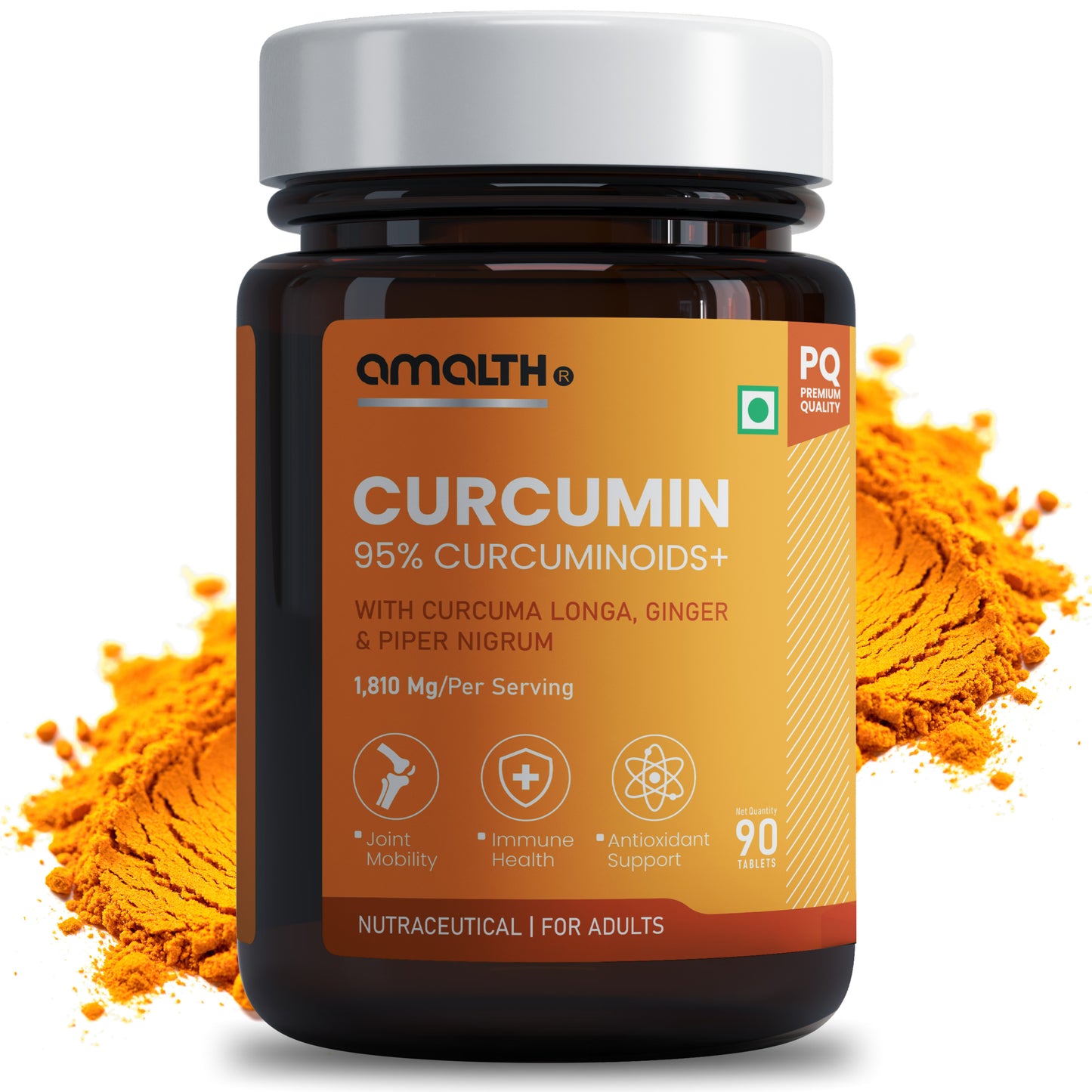 Amalth Curcumin 95% with Piperine 10mg anti-inflammatory 90 veg tablets
