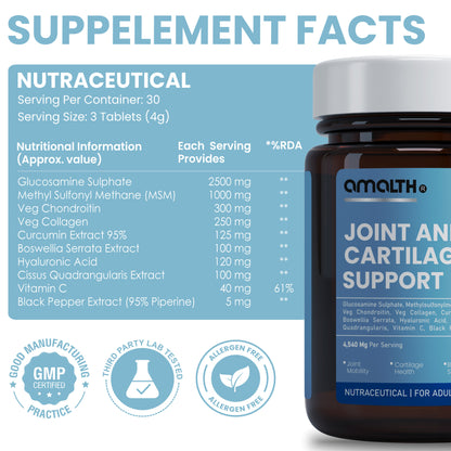 Glucosamine Chondroitin & MSM 5605mg | 10-in-1 Joint & Cartilage Support Supplement | With Boswellia, Collagen, Turmeric & Vitamin D3 | 120 Veg Capsules | Non-GMO, Gluten-Free