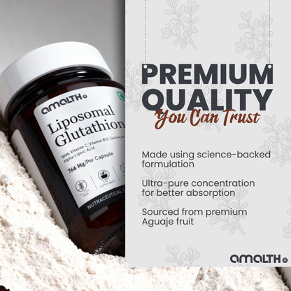 Liposomal Glutathione 766mg | 5-in-1 Skin Brightening, Detox & Antioxidant Support | With Vitamin C, B12, Selenium & Alpha Lipoic Acid | 120 Veg Capsules | Non-GMO, Gluten-Free