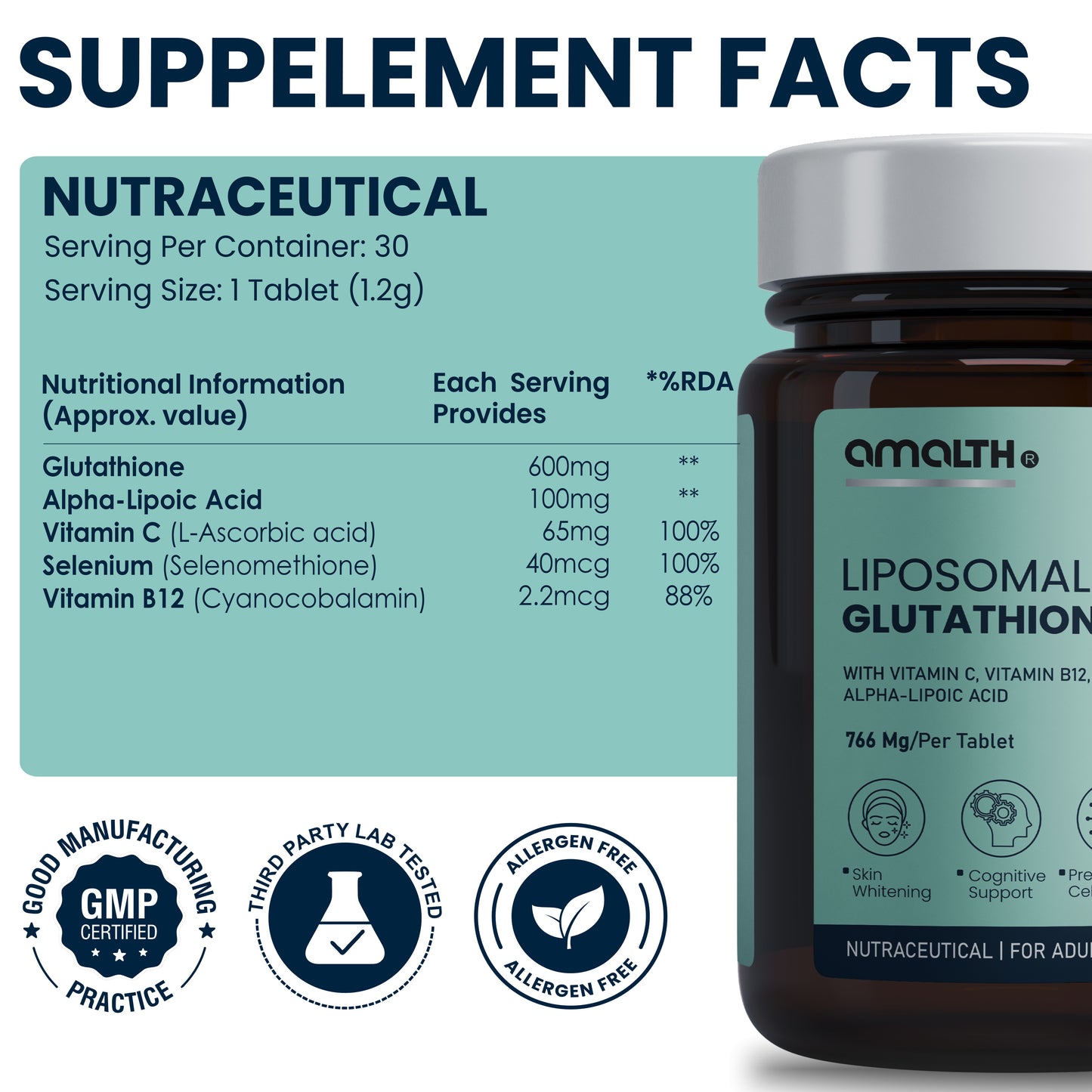 Liposomal Glutathione ingredients label high absorption India