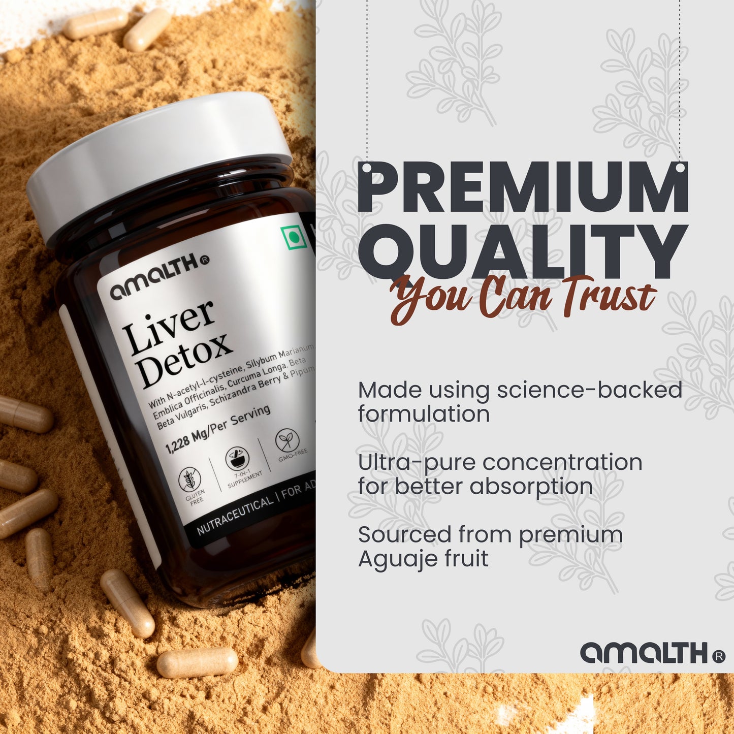 Liver Detox 1228mg | 7-in-1 Natural Liver Cleanse & Antioxidant Support | With NAC, Milk Thistle, Amla, Turmeric, Beetroot & Schizandra | 120 Veg Capsules | Non-GMO, Gluten-Free