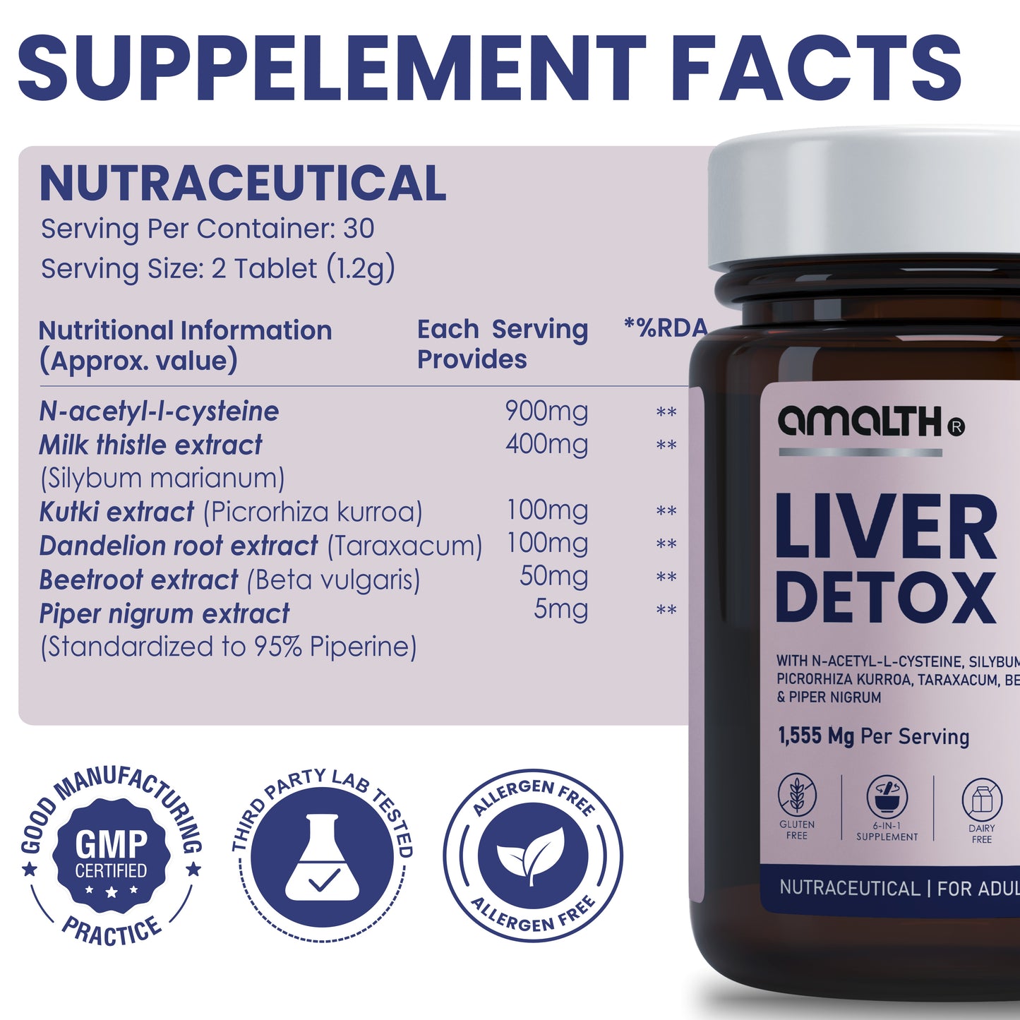 Liver Detox 1228mg | 7-in-1 Natural Liver Cleanse & Antioxidant Support | With NAC, Milk Thistle, Amla, Turmeric, Beetroot & Schizandra | 120 Veg Capsules | Non-GMO, Gluten-Free