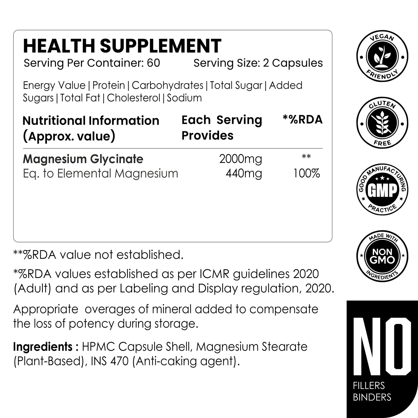 Chelated Magnesium Glycinate 2000mg | High Absorption Formula for Sleep, Muscle, Stress & Nerve Support | 120 Veg Capsules | Non-GMO, Gluten-Free, Vegan