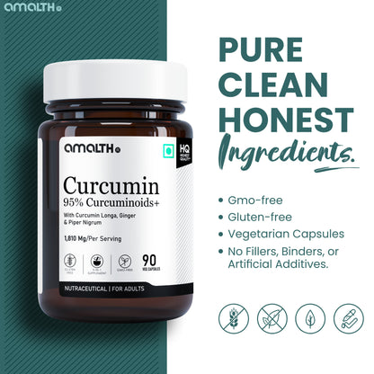 Curcumin 95% Curcuminoids+ 1810mg | 5-in-1 Joint, Anti-Inflammatory & Immunity Support | With Turmeric, Ginger & Black Pepper | 120 Veg Capsules | Non-GMO, Gluten-Free