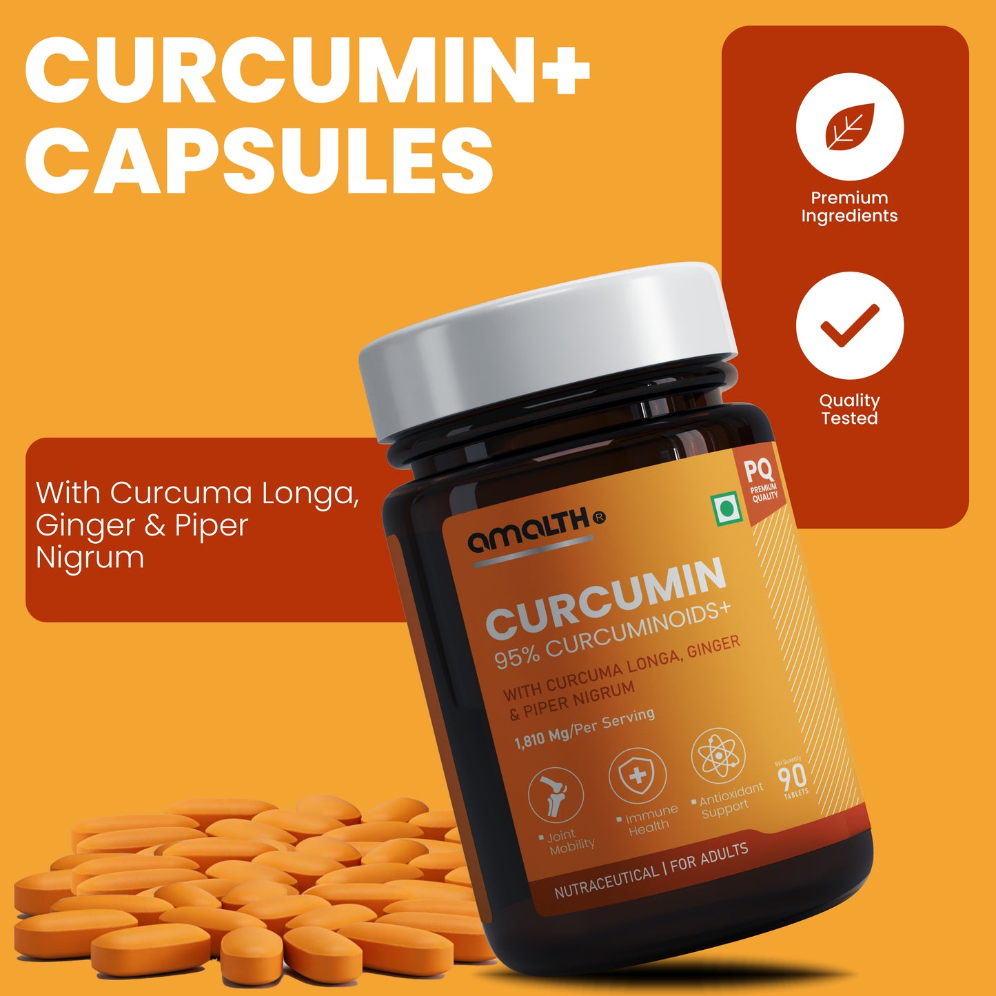 Best Curcumin supplement India 90 veg tablets Amalth