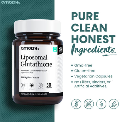 Liposomal Glutathione 766mg | 5-in-1 Skin Brightening, Detox & Antioxidant Support | With Vitamin C, B12, Selenium & Alpha Lipoic Acid | 120 Veg Capsules | Non-GMO, Gluten-Free