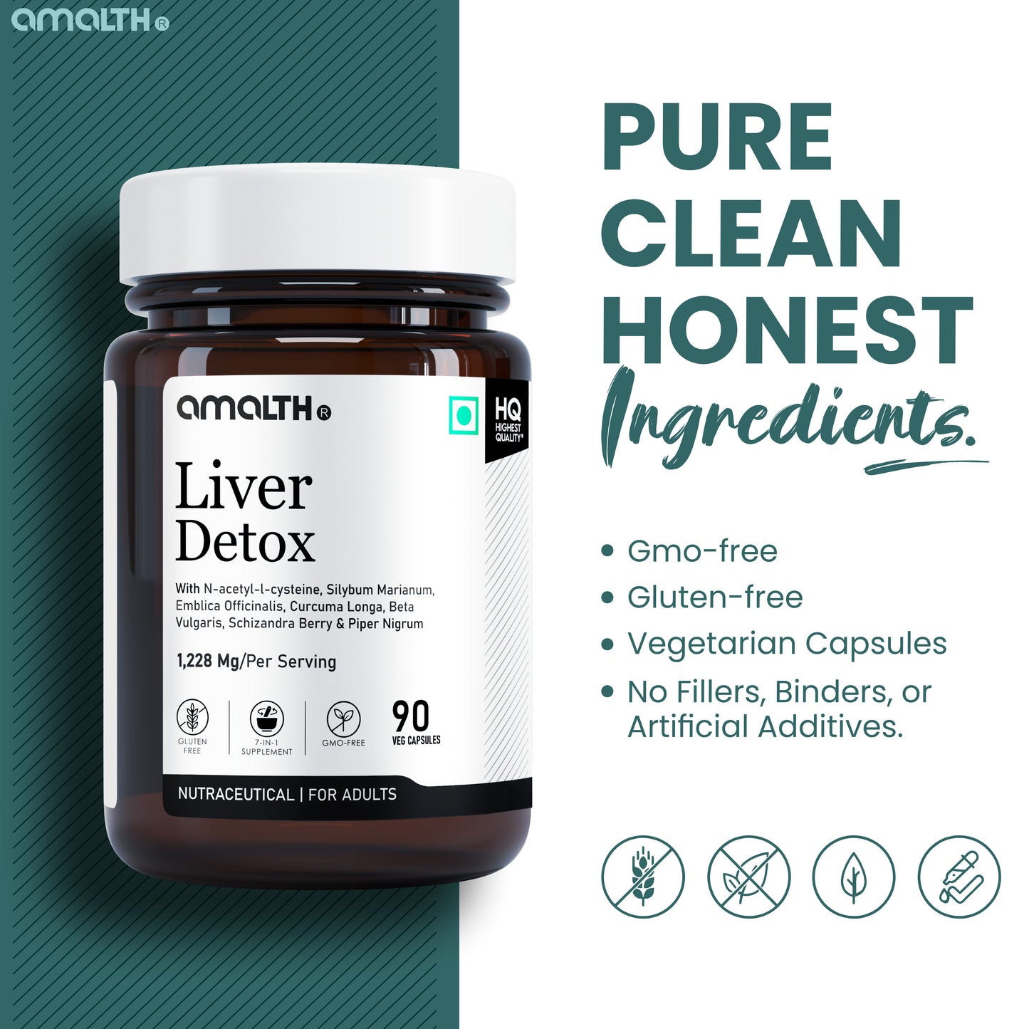 Liver Detox 1228mg | 7-in-1 Natural Liver Cleanse & Antioxidant Support | With NAC, Milk Thistle, Amla, Turmeric, Beetroot & Schizandra | 120 Veg Capsules | Non-GMO, Gluten-Free