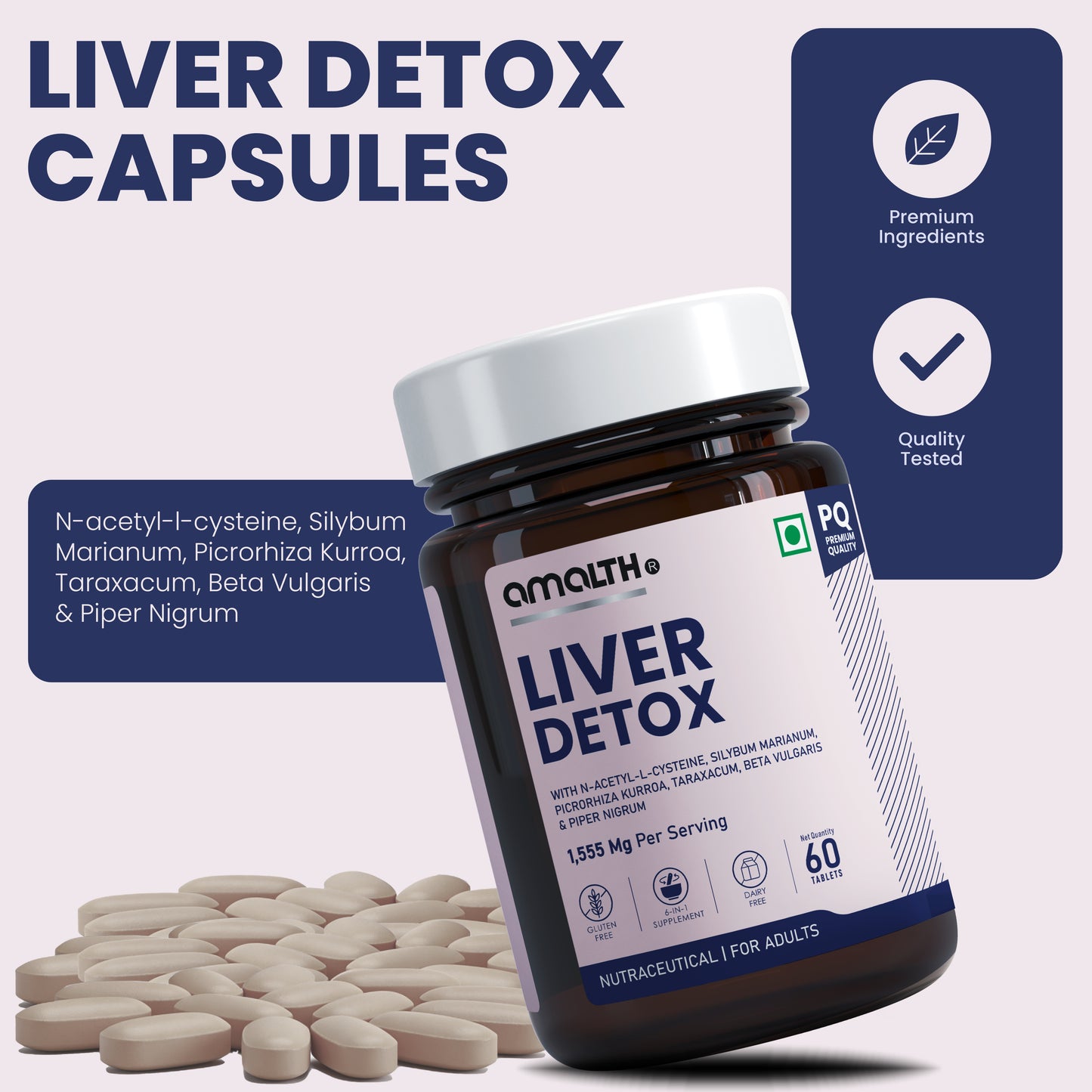 Liver Detox 1228mg | 7-in-1 Natural Liver Cleanse & Antioxidant Support | With NAC, Milk Thistle, Amla, Turmeric, Beetroot & Schizandra | 120 Veg Capsules | Non-GMO, Gluten-Free
