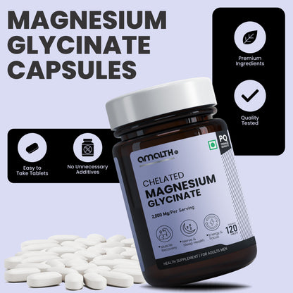 Best Magnesium Glycinate supplement India 120 tablets Amalth