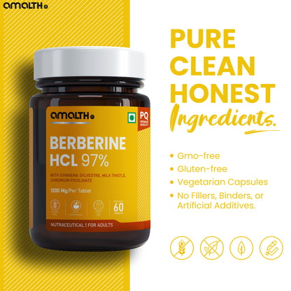 Berberine HCL 97% 1605mg | 9-in-1 Blood Sugar & Metabolic Health Supplement | 120 Veg Capsules