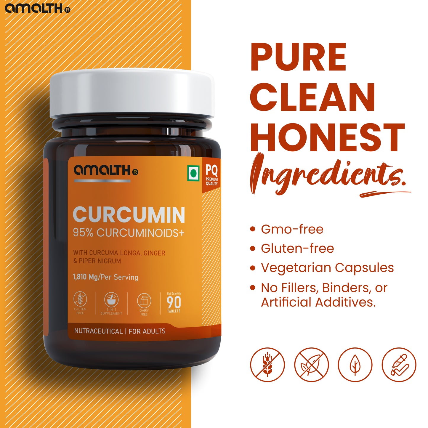 Curcumin 95% Curcuminoids+ 1810mg | 5-in-1 Joint, Anti-Inflammatory & Immunity Support | With Turmeric, Ginger & Black Pepper | 120 Veg Capsules | Non-GMO, Gluten-Free