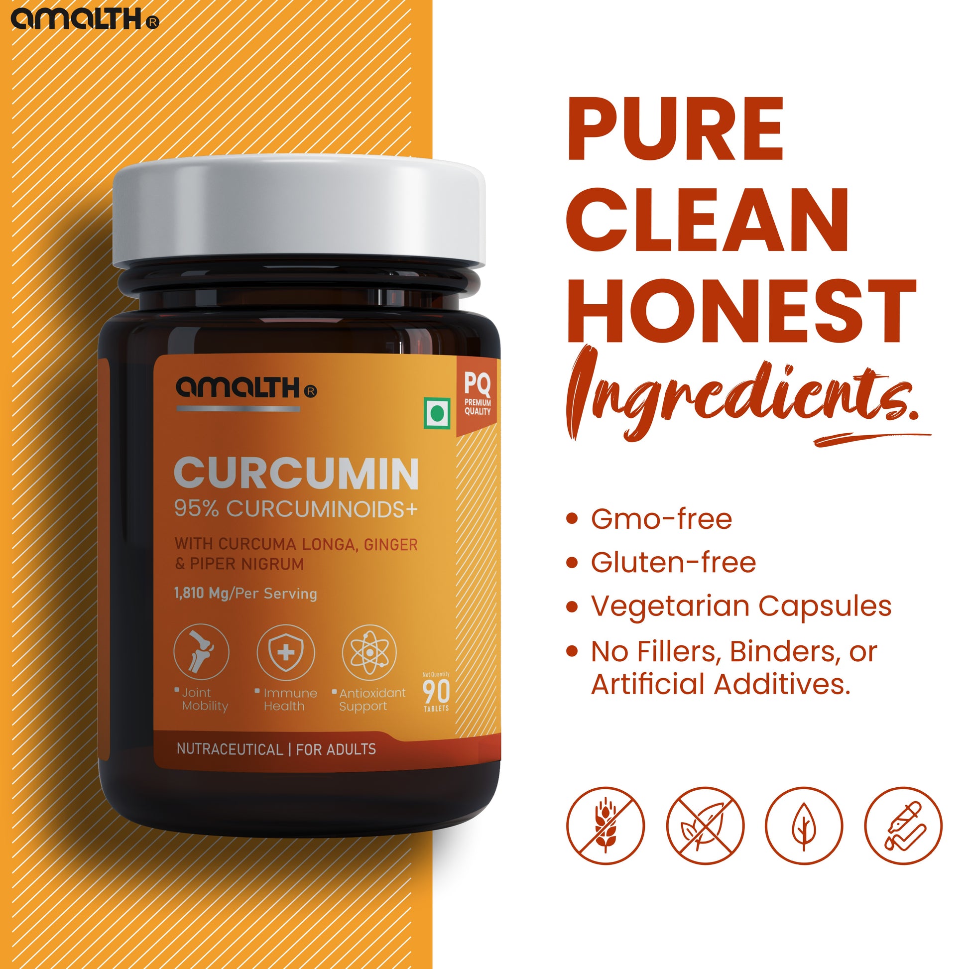 Amalth Curcumin Piperine tablet in hand daily wellness supplement