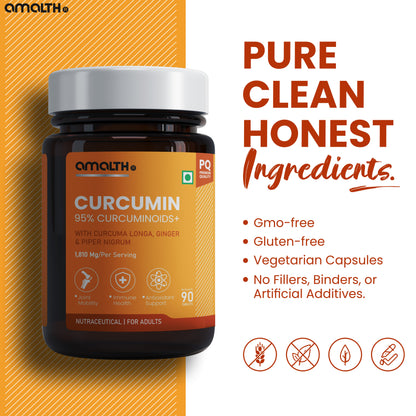 Amalth Curcumin Piperine tablet in hand daily wellness supplement