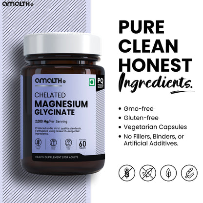 Chelated Magnesium Glycinate 2000mg | High Absorption Formula for Sleep, Muscle, Stress & Nerve Support | 120 Veg Capsules | Non-GMO, Gluten-Free, Vegan