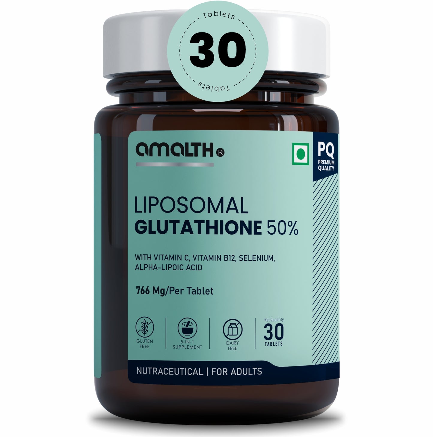 Liposomal Glutathione 766mg | 5-in-1 Skin Brightening, Detox & Antioxidant Support | With Vitamin C, B12, Selenium & Alpha Lipoic Acid | 120 Veg Capsules | Non-GMO, Gluten-Free