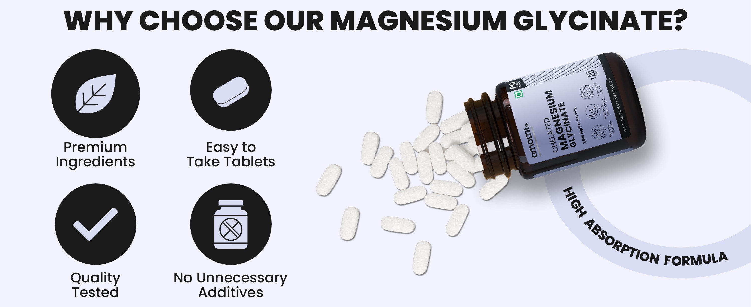 Magnesium Glycinate benefits sleep anxiety muscle recovery Amalth India