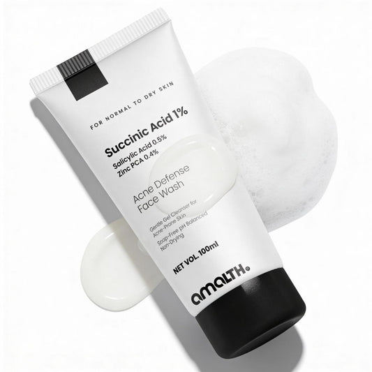 Acne Defense Face Wash with Succinic Acid 1% | Gentle Gel Cleanser for Acne-Prone, Normal to Dry Skin | Non-Drying, Soap-Free Formula | 100 ml