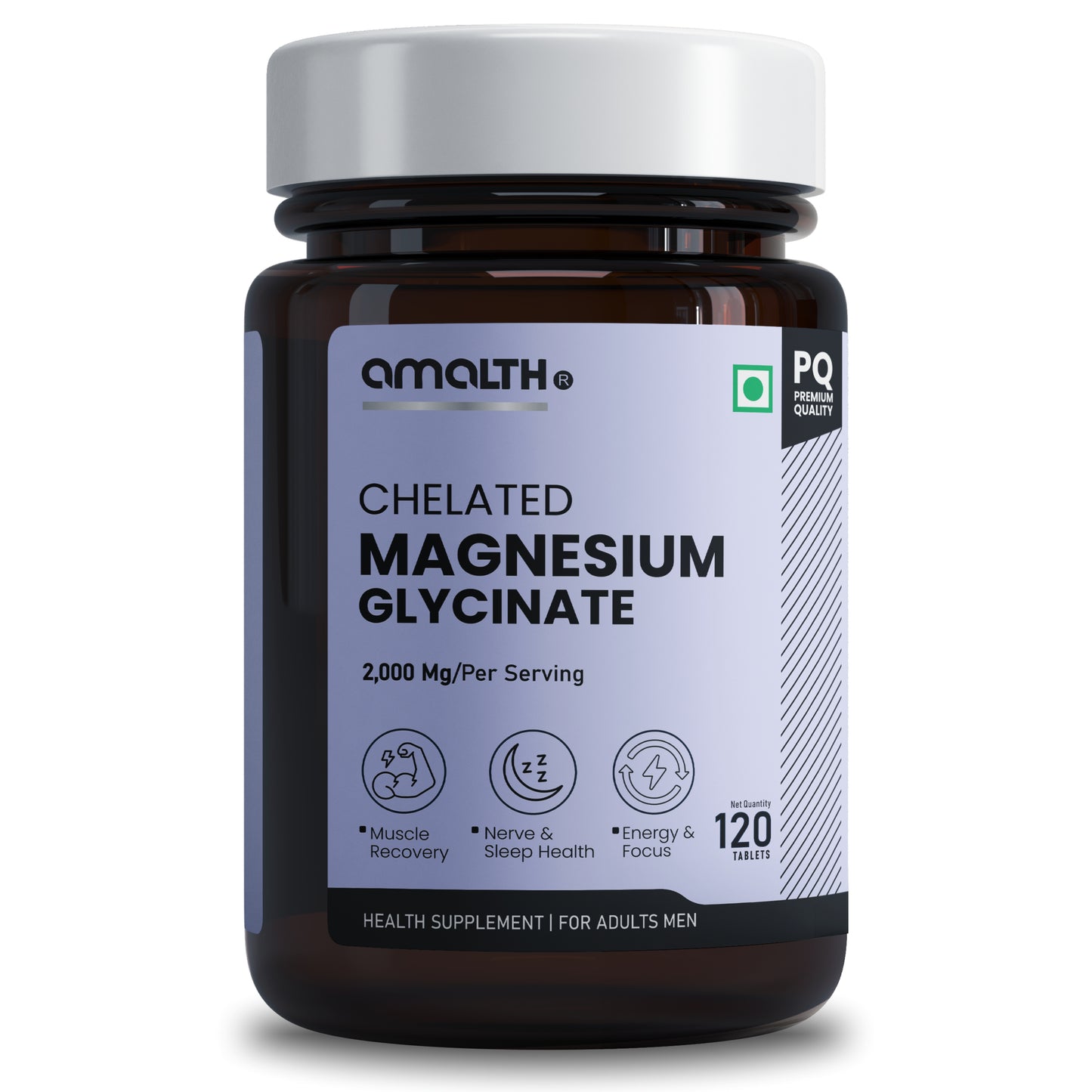 Amalth Chelated Magnesium Glycinate 2000mg sleep stress relief 120 tablets India