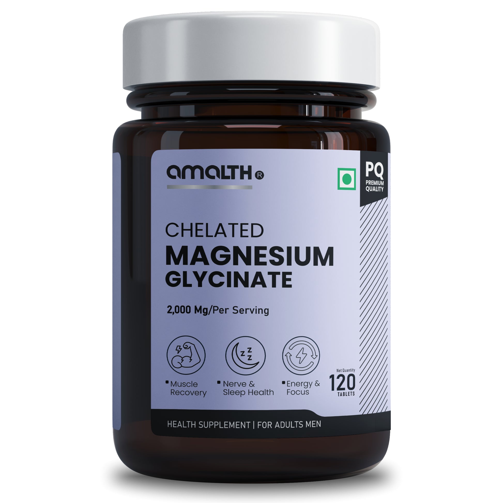 Amalth Chelated Magnesium Glycinate 2000mg sleep stress relief 120 tablets India